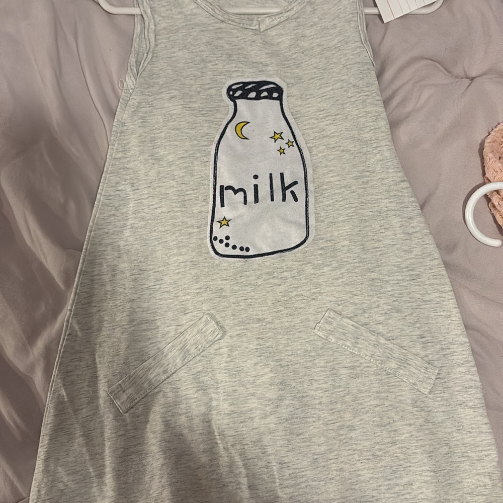 Gray Bodysuit with Minimalist Milk Bottle Design